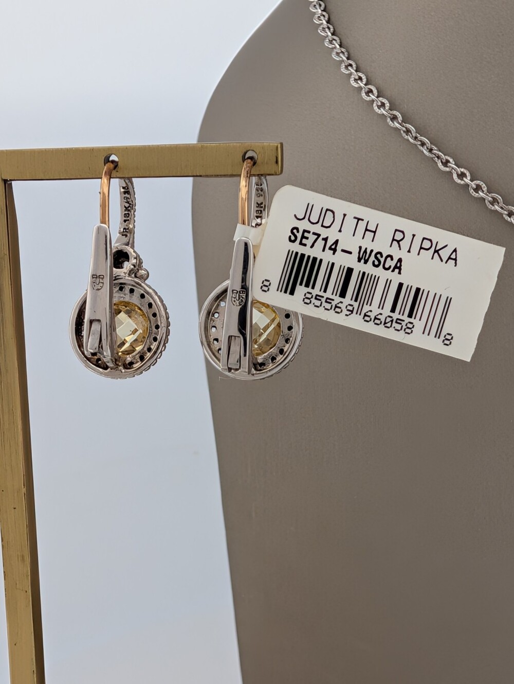 NWT Sterling & 18k Judith Ripka Canary Crystal & White Sapphire Set - Picture 8 of 8